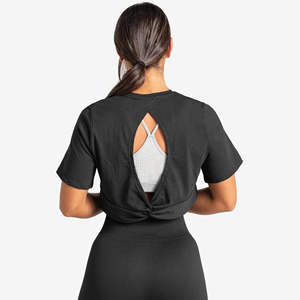 Camiseta corta premium para mujer, ligera, elástica, cómoda para uso diario, transpirable, top corto para gimnasio, ropa deportiva cómoda para mujer. - Product Image 2