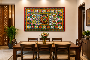 Cuadro de Arte Folclórico Pattachitra Hecho a Mano, Diseño de Krishna RaasLeela, Pintura Tradicional de Odisha para Decoración del Hogar, Comedor, Sala de Estar - Product Image 2