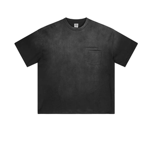 Men Vintage Washed Oversized T Shirt 100% Cotton Pocket Tee Short Sleeve O Neck Custom Logo Casual Wear - Product Image 4