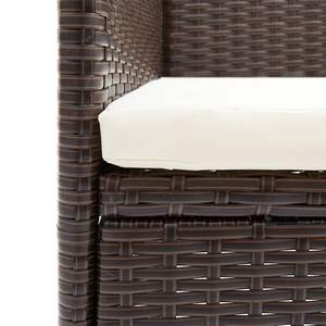 Ensemble de salle à manger de jardin marron et noir avec coussins blancs crème - Product Image 6