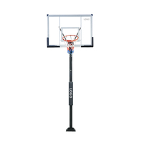 Support de panier de basket extérieur encastré au sol, hauteur fixe 54 pouces (10 pieds), panneau arrière en SMC/PC/verre, personnalisé en usine, ANBOO
