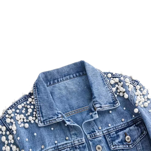 Trendy Womens Denim Jacket Featuring <b>Distressed</b> Look And Fashionable Fit Ideal For Autumn Winter And Spring Seasons Wear - Product Image 5