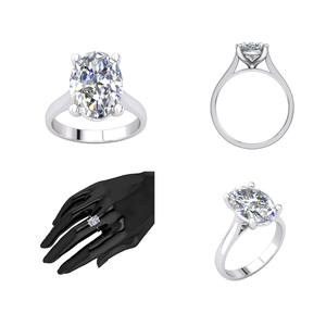 Divya Creations Anillo de Lujo para Mujer con Diamante Cultivado en Laboratorio de 3 Quilates, Certificado IGI, Color E, Corte Brillante, Plata 925 con Baño de Rodio, Talla Personalizable - Product Image 4