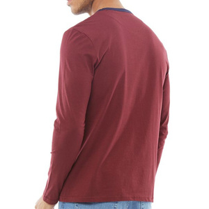 Men's <b>Black</b> <b>Long</b> <b>Sleeve</b> Neck Cotton Breathable 160g Jersey Fabric Silk Screen Printed <b>T</b>-<b>Shirt</b> Contrast Trim Front Logo Casual - Product Image 3