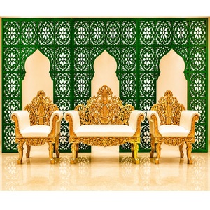 Paneles de Fondo Ligeros con Corte Láser, Tema Islámico, Elegantes, para Ceremonia Nikah, Arcos Metálicos Mehrab, Decoración de Escenario de Boda, Verde - Product Image 1
