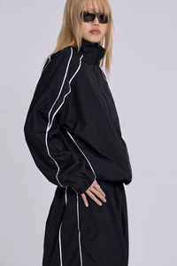 <b>Vintage</b> Women's Loose Fit <b>Windbreaker</b> Tracksuit Custom Design With White Piping Women Tracksuits - Product Image 6