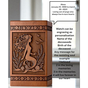 Handcrafted Mermaid Cremation Urn: Engraved Wooden <b>Memorial</b> <b>Keepsake</b> <b>Memorial</b> <b>Keepsake</b> by AYAANS - Product Image 6
