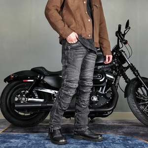 Pantalon de moto en jean avec protections amovibles CE en Kevlar pour homme - Product Image 4