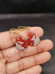 Boucles d'oreilles pendantes en jaspe Noreena, plaquées or micron, en laiton, pour mariage, fête et cadeau – Vente en gros - Product Image 2