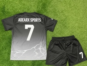Ensemble de maillots de football Lady Outlaw sublimés, dégradé noir-gris, anti-humidité, uniformes sportifs pour femmes, manches courtes, toutes saisons - Product Image 5