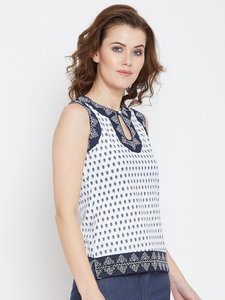 Débardeur sans manches pour femme à pois avec col échancré et ourlet brodé – Tenue décontractée - Product Image 2