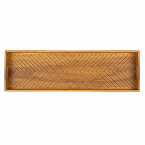 Plateau à chaussures artisanal en bois massif naturel, bord ondulé irrégulier, support décoratif pour chaussures, pour entrée, buanderie, usage intérieur et extérieur - Product Image 6