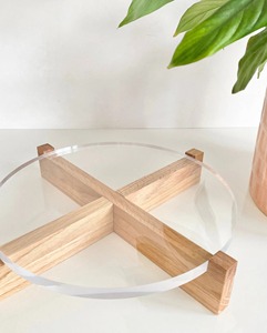 Base de Madera para Pastel con Tapa de Mármol Negro y Pedestal Moderno, Ideal para la Organización de Mesas en Fiestas de Té y Presentaciones de Catering para Eventos - Product Image 2