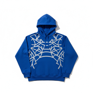Sudadera con capucha prémium para hombre, con logotipo personalizado, estampado de telaraña en relieve, forro polar, estilo urbano, proveedor de sudaderas. - Product Image 2