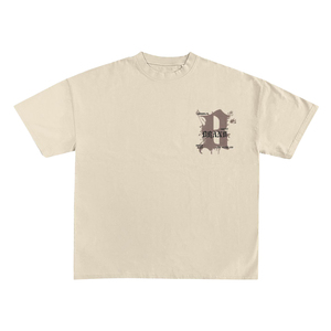 T-shirt pour homme Your BRAND, beige, manches courtes, col rond, coupe classique, imprimé lettres, en jersey de coton, style streetwear, coupe ample - Product Image 2