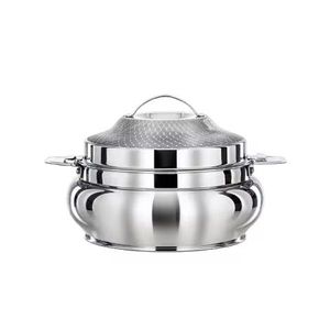 Cacerola de Plata Martillada Artesanal, Calentador de Alimentos Premium, Cuenco Grande de Acero Inoxidable Kadai con Asas de Alto Brillo - Product Image 4