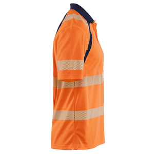 <b>Orange</b> Men's Hi Vis <b>Polo</b> Shirt Short Sleeve Reflective Safety Work Wear Quick Dry Knitted Polyester Casual Style - Product Image 3