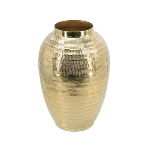 Satin Finish Modern Brass Tabletop <b>Vase</b> Handmade With <b>Ribbed</b> Texture Gold Finish 12.5 In Height 8 In Width Decorative Art Piece - Product Image 6
