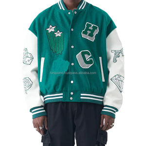 Oem Haute Qualité Écusson Brodé Hommes Collège Personnalisé Blouson de Baseball Blouson Varsity Letterman à Manches en Cuir - Product Image 4