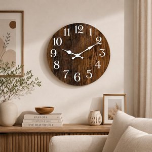 Rustic Wooden <b>Wall</b> <b>Clock</b>, Large Silent <b>Wall</b> <b>Clock</b>, Farmhouse Decor, <b>Vintage</b> <b>Wall</b> <b>Clock</b>, Living Room <b>Wall</b> Decor, Housewarming Gif - Product Image 2