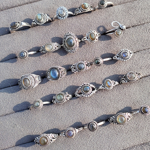 Bohemia <b>Labradorite</b> Gemstone Statement <b>Rings</b> Brass Silver Plated Handmade Womens Jewelry by JewelryTownIN for Wedding - Product Image 6