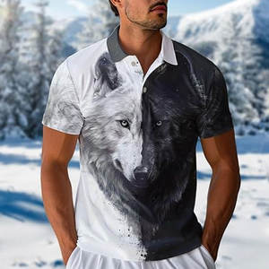 Camisetas Polo para Hombre con Gráfico de Lobo Mítico, Casuales, de Manga Corta, Ajustadas, Transpirables, Ligeras y Elásticas, para Golf, Elegantes - Product Image 2