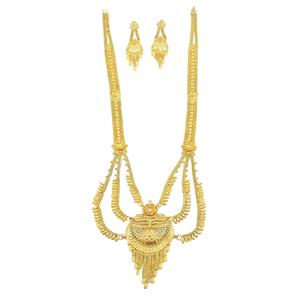 Juego de Collar y Pendientes Rani Haar de Latón Chapado en Oro de 14K, 18K y 24K, Diseño Floral, Joyería Nupcial para Mujer, Venta al Por Mayor - Product Image 3