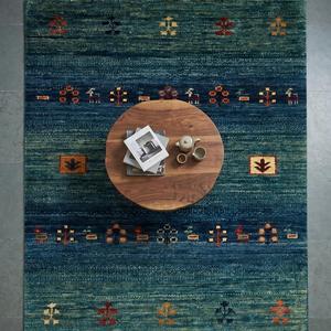Alfombra de Lana Anudada a Mano Estilo Gabbeh Tradicional, Patrón Geométrico Tribal Azul Verde, Alfombra Hecha a Mano para Sala de Estar - Product Image 5