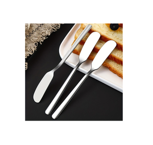 Couteau à dessert en acier inoxydable, couteau à beurre, couteaux de table, 3 pièces, poli miroir, couteau à beurre 3-en-1, couteau à lame dentelée en acier - Product Image 1