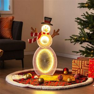 Décoration de bonhomme de neige lumineux à LED de Noël, guirlande lumineuse en PVC blanc avec support métallique fonctionnant sur piles pour les fêtes - Product Image 5