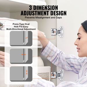 Paquete de 20 Bisagras para Puertas de Armarios de Cocina con Superposición Parcial, Ángulo de Apertura de 105 Grados, Cierre Suave, Bisagras Ocultas para Muebles - Product Image 4
