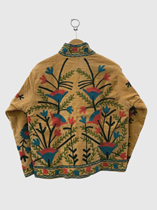 Chaqueta de Algodón con Bordado Floral a Mano, Cuello Mandarín, Manga Larga, Talla Grande, Estilo Prairie Chic para Mujer, Otoño - Product Image 2