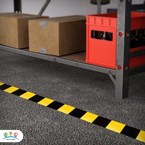 Ruban de sécurité au sol étanche noir jaune 16 rouleaux 3 pouces X 36 pieds 7 mil ruban d'avertissement d'entrepôt visible en vinyle pour allée - Product Image 6