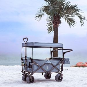 Carrello Pieghevole da 140L con Freno per Ogni Terreno e Tettuccio Rimovibile per Campeggio - Product Image 3