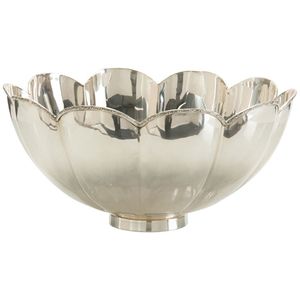Bol de service en métal en forme de fleur, poli, fait main, pour salades, fournitures de restaurant, base sur piédestal, bol argenté pour dîner ou réception. - Product Image 1
