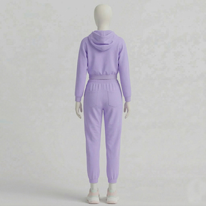 Women's Cotton Spandex Plus Size Streetwear Vintage Zipper Lightweight Drop Shoulder 2-Piece Hoodie Sweatshirt Embroidered Solid - Product Image 4