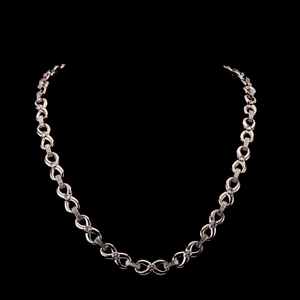 Collar de Cadena con Eslabones de Diamantes Chapado en Oro Rosa, Corte Baguette, Engaste en Canal, Geométrico, Lujoso, Unisex, para Uso Diario, en Venta - Product Image 1
