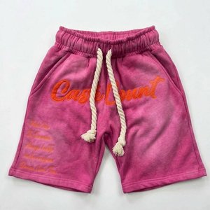 Ensemble de survêtement rose en velours personnalisé pour homme, brodé, style streetwear, en molleton doux, avec short et sweat à capuche - Product Image 4