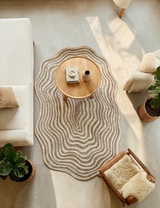 Alfombra de Lana Abstracta de Pelo Corto Hecha a Mano, Antibacteriana, Apta para Mascotas, Antideslizante, Diseño Moderno - Product Image 1