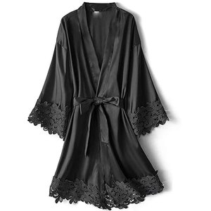 Sexy <b>Sweet</b> Women Lace Floral Robe Mesh Kimono Nightwear Bridal Lingerie Satin Belt Sleepwear Wedding <b>Party</b> Gown Breathable - Product Image 1