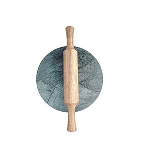 Tabla de Madera Ecológica para Amasar con Rodillo de Mármol Gris, Tamaños y Formas Personalizables - Product Image 1