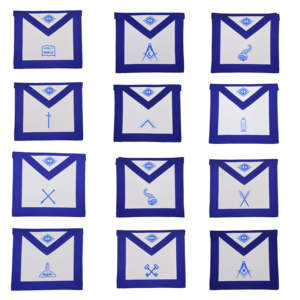 Ensemble d'aprons d'officier de Loge Maçonnique NESTA SPORTS Bleu, style vintage en cuir brodé 12x4, collier à 12 maillons, 12 bijoux, 12 gants - Product Image 2