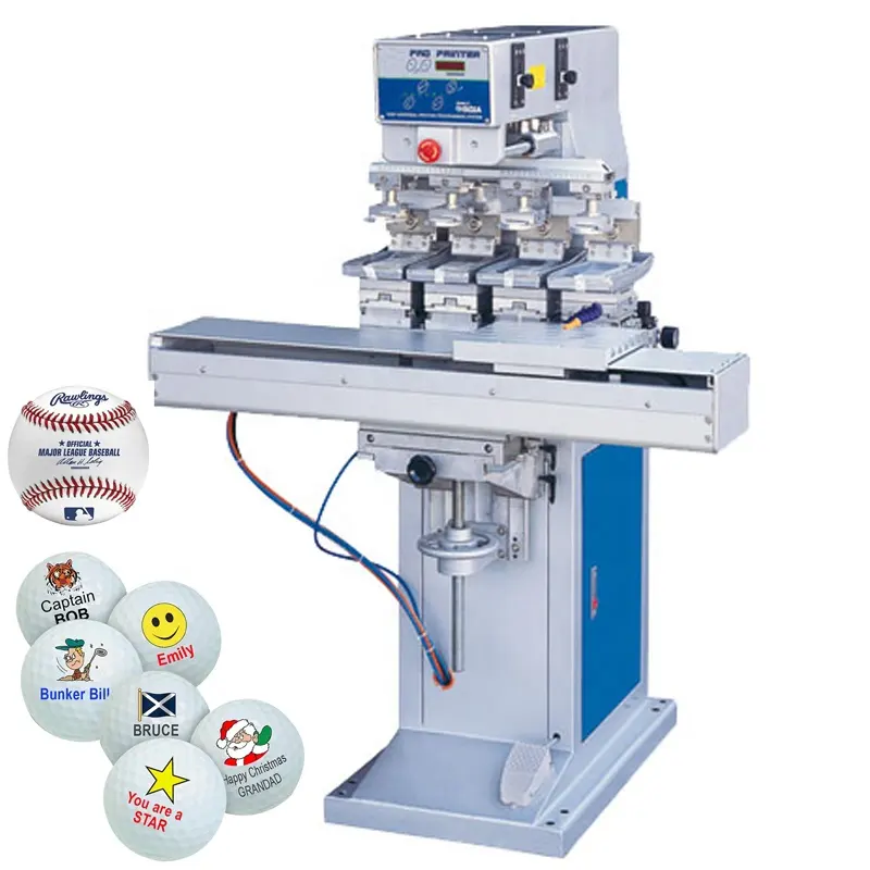 New 4-Color Semi-Automatic Golf Ball Umbrella Printing Machine Pad Printer Multicolor PLC Motor Core