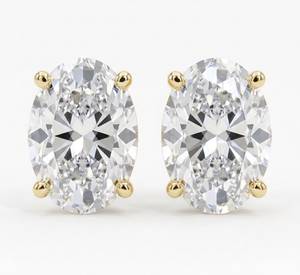 Oval Cut Diamond <b>Stud</b> Earrings 18K Solid Gold Rose Gold Plated Claw Setting GIA Certified Women's Classic Wedding Jewelry - Product Image 3