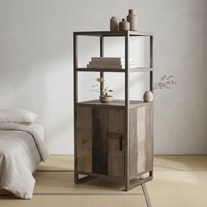 Apino Durable Eco-Friendly Scandinavian Modern Small <b>Solid</b> <b>Wood</b> Freestanding <b>Bookcase</b> Door Open Shelf Living Room Home Office - Product Image 4