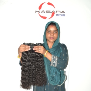 Extensions de cheveux indiens 100% naturels, Remy, de temple indien, double épaisseur, pointes épaisses, cuticules alignées, non traités, tissage machine - Product Image 3