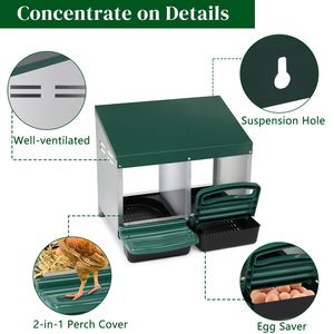 Cestello in Plastica Verde a 2 Scomparti per Nidificazione e Deposizione Uova, per Pollaio e Galline Ovaiole - Product Image 1