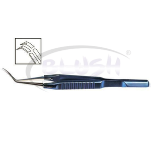 Cross Action Capsulorhexis Forceps Curved Blue Ophthalmic Cataract Surgery Capsulotomy Instrument By <b>Blush</b> Surgical - Product Image 1