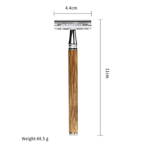 Pisau cukur pria, pisau cukur bambu pegangan kayu, pisau cukur keselamatan tepi ganda, pisau cukur keselamatan untuk pria - Product Image 2