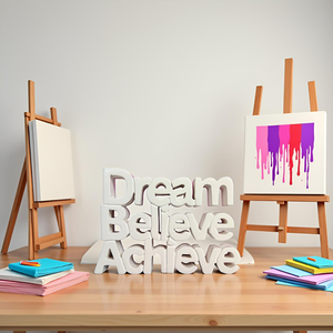 Objet décoratif de table esthétique et motivant « Dream Achieve Believe » pour la maison, le bureau ou la terrasse - Product Image 2